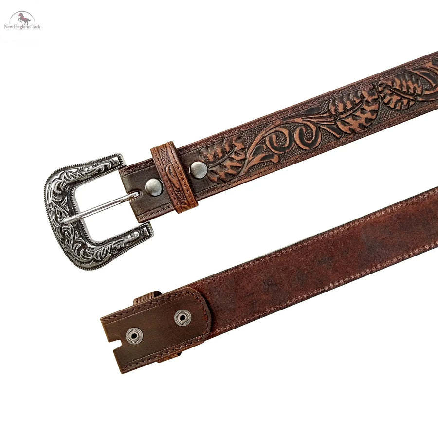 Resistance Full Grain Western Engraved Leather Belt Strap, 1-1/2" Wide Western Belt Leather Strap Floral Tooled Leather Belt Strap NewEngland Tack