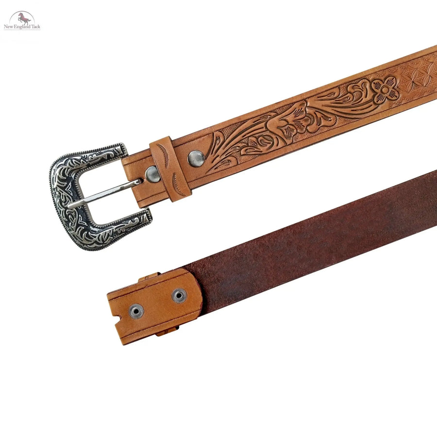 Resistance Full Grain Western Engraved Leather Belt Strap, 1-1/2" Wide Western Belt Leather Strap Floral Tooled Leather Belt Strap NewEngland Tack