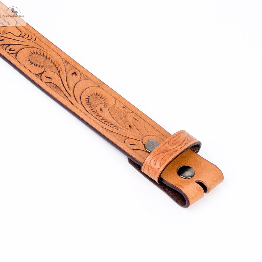 Resistance Full Grain Western Engraved Leather Belt Strap, 1-1/2" Wide Western Belt Leather Strap Floral Tooled Leather Belt Strap NewEngland Tack