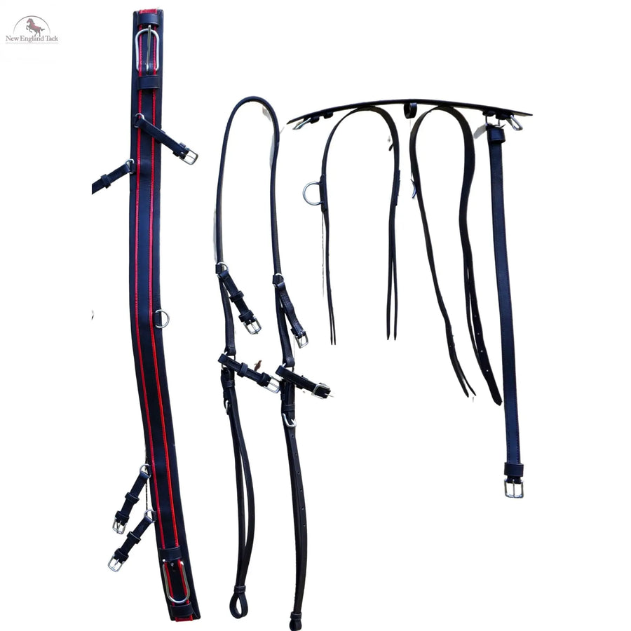 Black Horse Patent Leather Driving Harness Red Trim Set Available In All Sizes NewEnglandTack