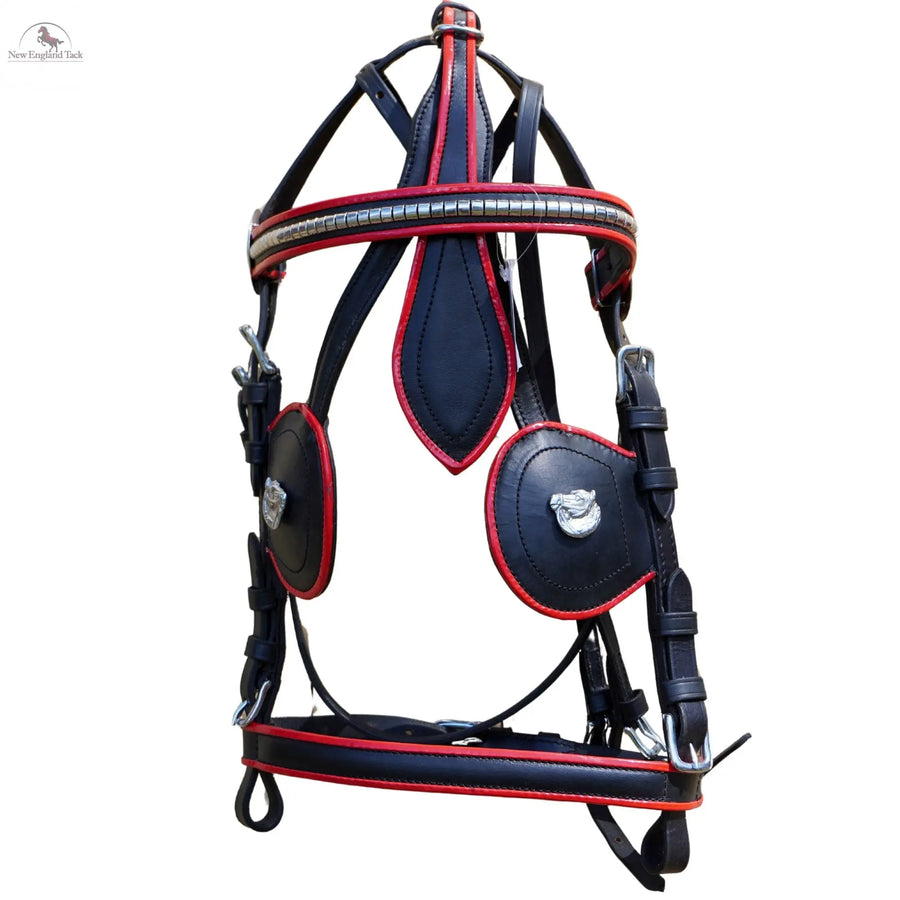 Black Horse Patent Leather Driving Harness Red Trim Set Available In All Sizes NewEnglandTack