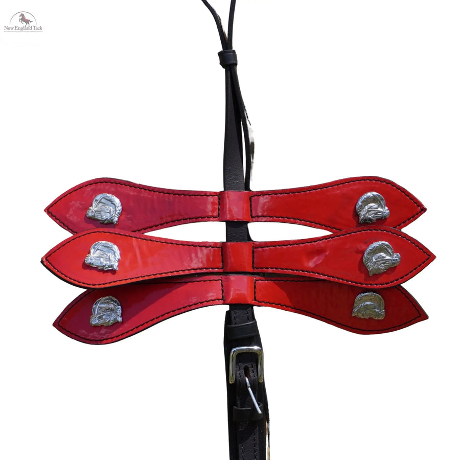 Black Horse Patent Leather Driving Harness Red Trim Set Available In All Sizes NewEnglandTack