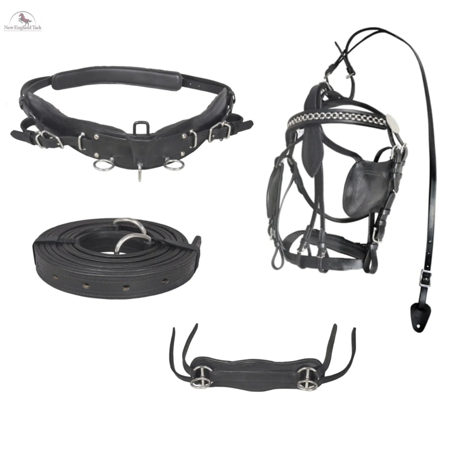 Diplomat Full-Size Horse Driving Harness Set - Premium Cow Softy Leather - Black NewEnglandTack