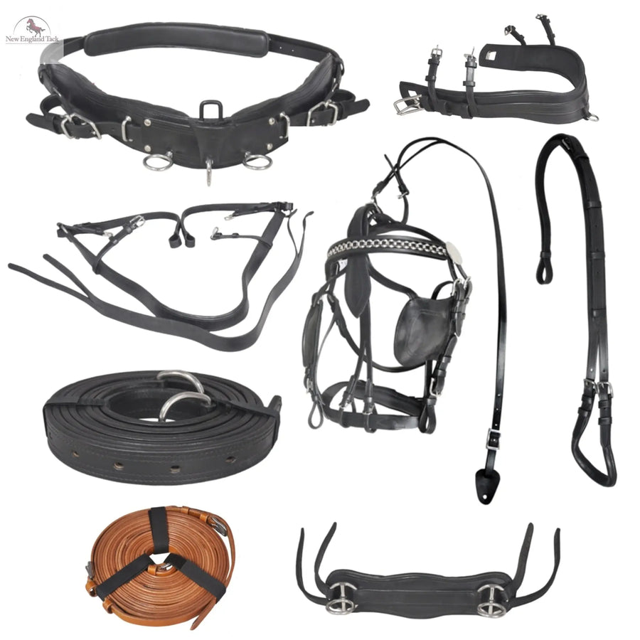 Diplomat Full-Size Horse Driving Harness Set - Premium Cow Softy Leather - Black NewEnglandTack