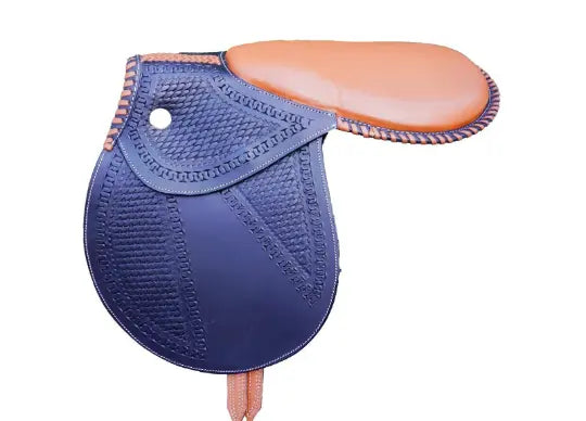 Exercise Racing Horse Saddle - Leather - Black Flap with Tan Seat - NewEngland Tack