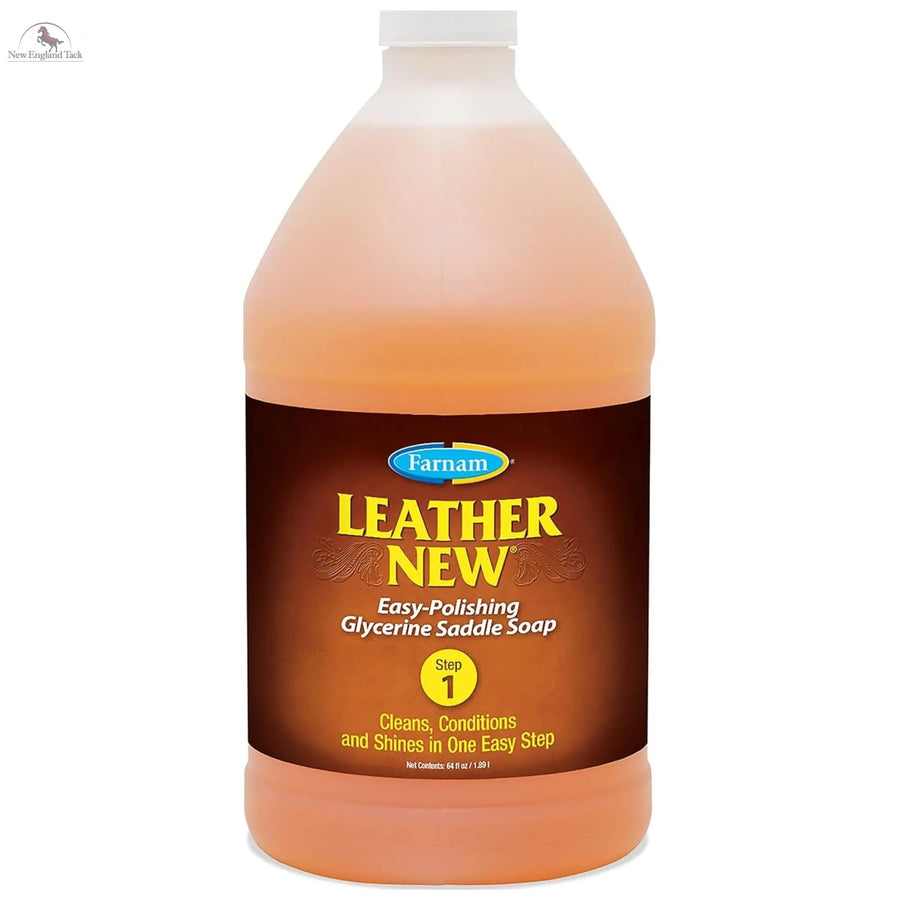 Farnam Leather New Easy-Polishing Glycerine Saddle Soap and Leather Saddle Cleaner, Protects and Preserves Leather, Cleans, Conditions and Polishes, 64 Oz. NewEngland Tack