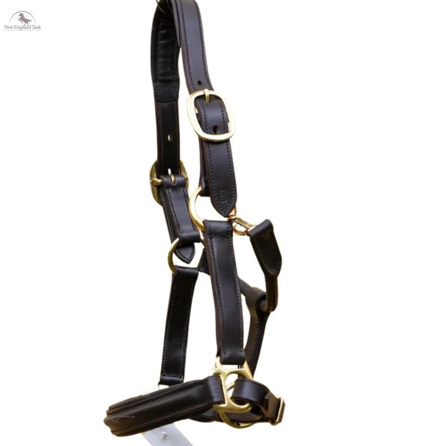 Leather Horse Halter Fancy Stitched - Brass Hardware NewEngland Tack