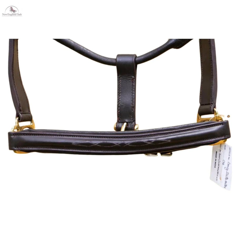 Leather Horse Halter Fancy Stitched - Brass Hardware NewEngland Tack