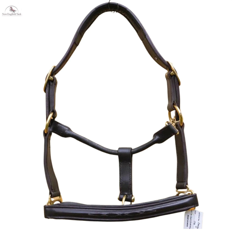 Leather Horse Halter Fancy Stitched - Brass Hardware NewEngland Tack