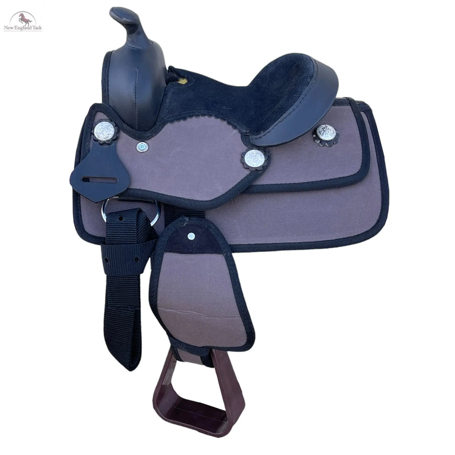 Youth Western New Generation Horse Synthetic Saddle - 8"- Blue/Black/Light Brown/Pink Color Saddle NewEngland Tack