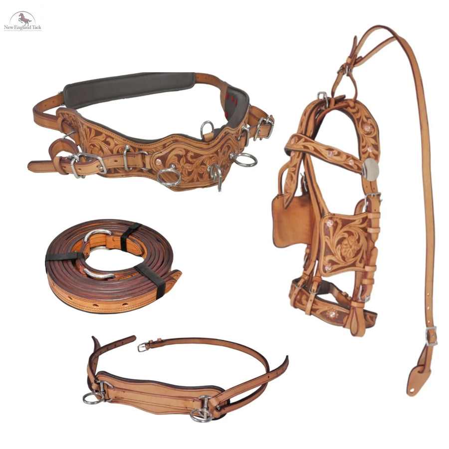 Premium Horse Gig Harness Full Size St Oily Cow Softy Leather with Brass Lacquer (Copy) NewEnglandTack