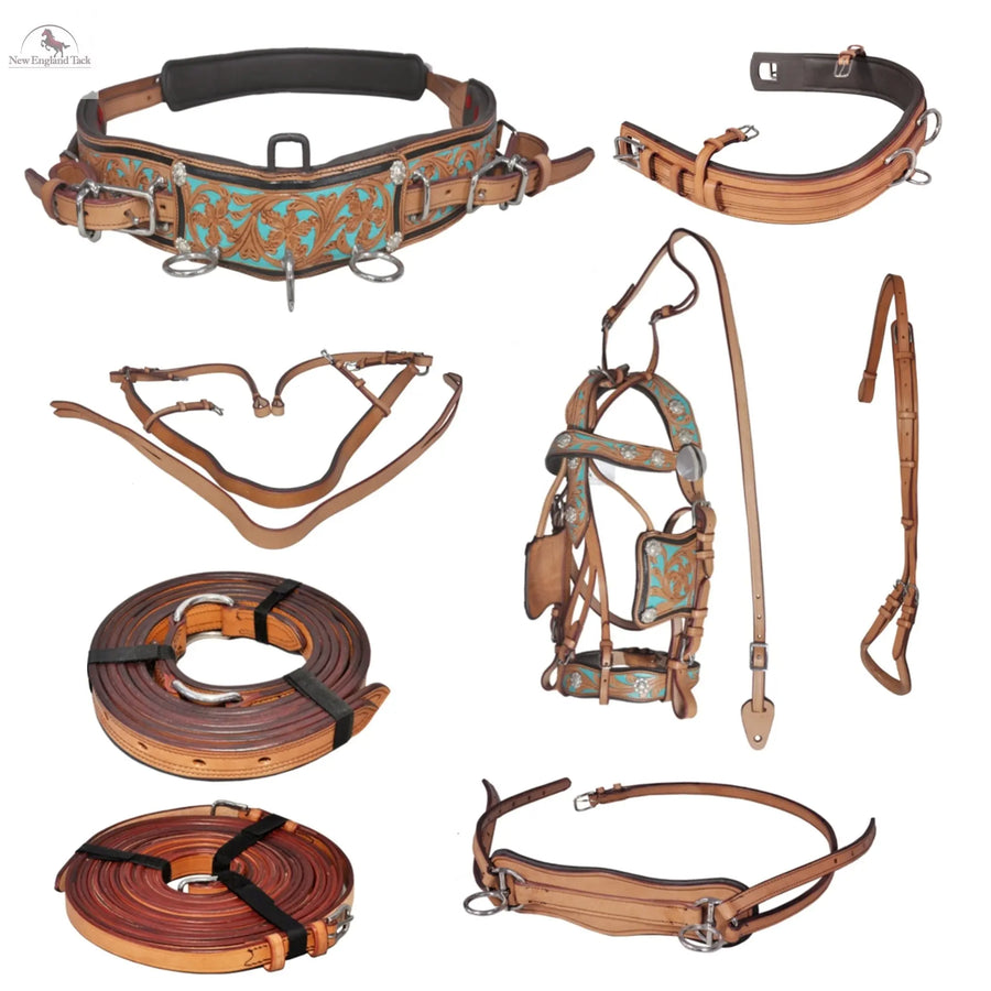 Premium Horse Gig Harness Full Size St Oily Cow Softy Leather with Brass Lacquer (Copy) NewEnglandTack