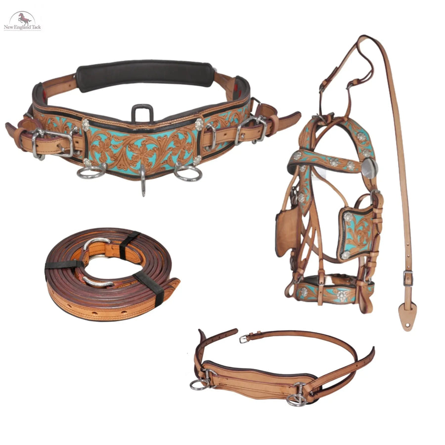 Premium Horse Gig Harness Full Size St Oily Cow Softy Leather with Brass Lacquer (Copy) NewEnglandTack