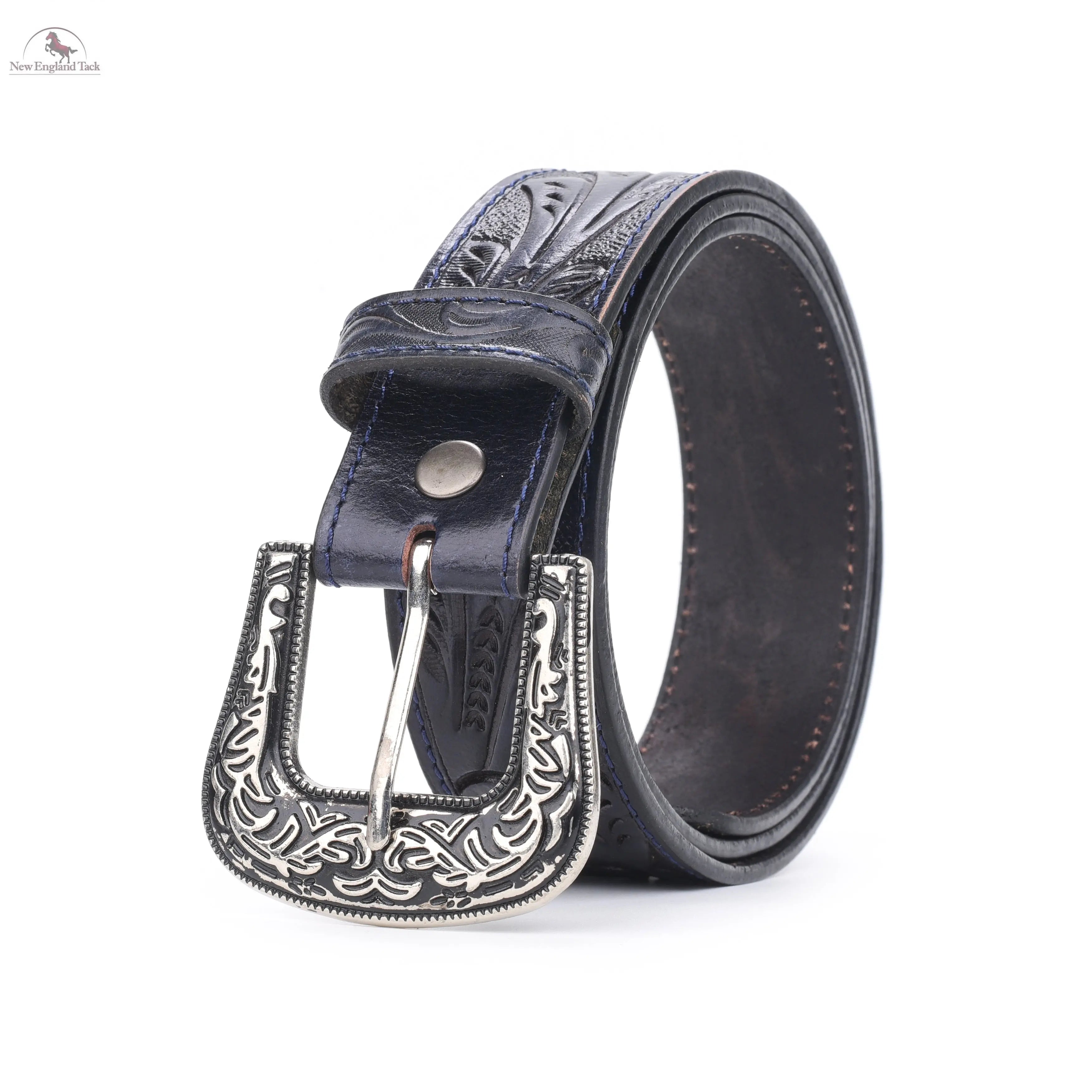 Resistance Floral Black Women's Cowgirl Cowboy Country Belt  With Floral Embossed Silver Buckle NewEngland Tack