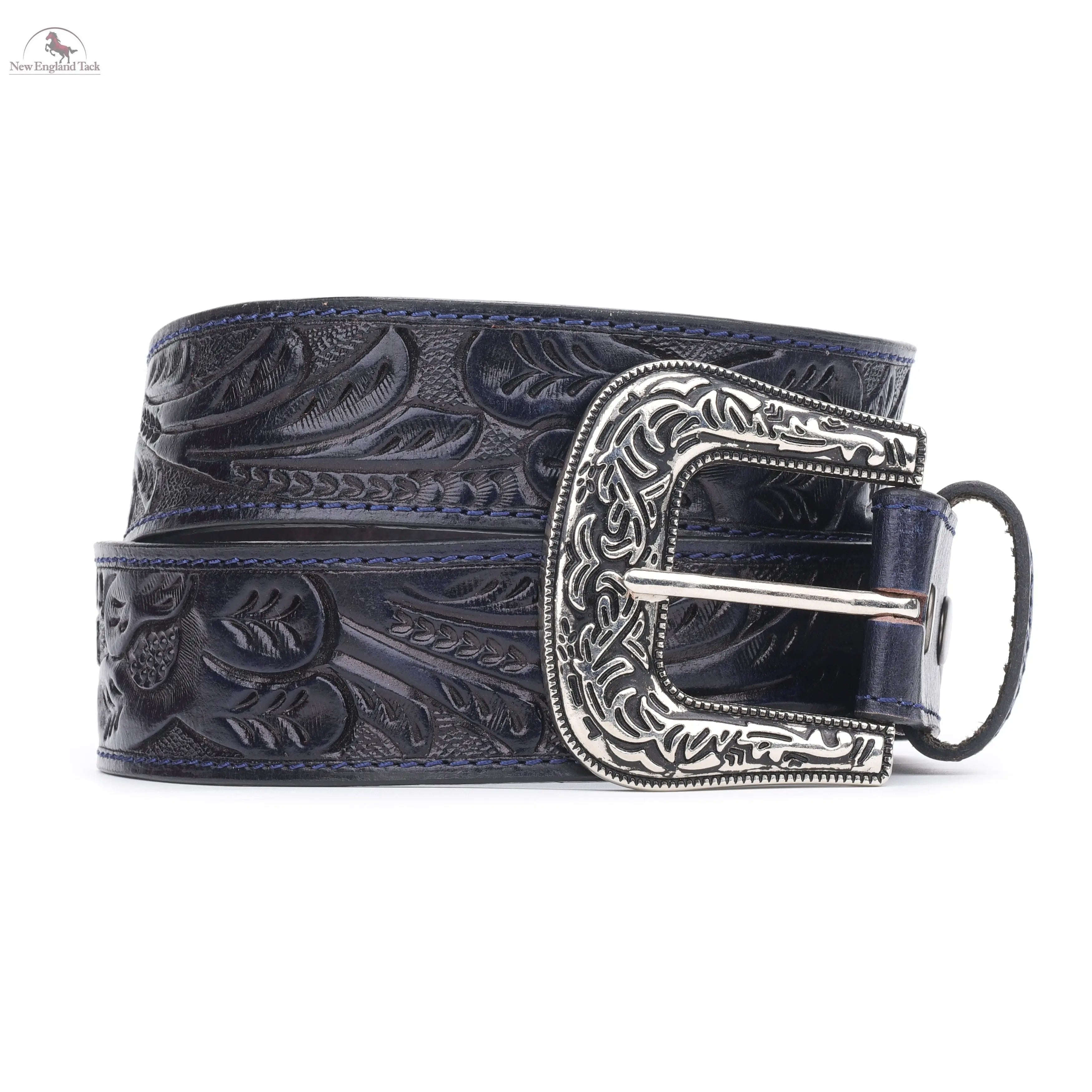 Resistance Floral Black Women's Cowgirl Cowboy Country Belt  With Floral Embossed Silver Buckle NewEngland Tack