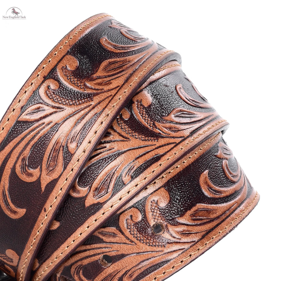 Resistance Full Grain Western Engraved Leather Belt Strap, 1-1/2" Wide Western Belt Leather Strap Floral Tooled Leather Belt Strap NewEngland Tack