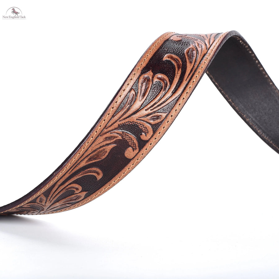 Resistance Full Grain Western Engraved Leather Belt Strap, 1-1/2" Wide Western Belt Leather Strap Floral Tooled Leather Belt Strap NewEngland Tack