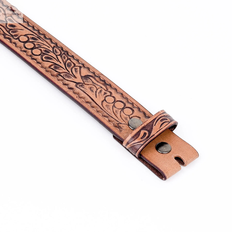 Resistance Full Grain Western Engraved Leather Belt Strap, 1-1/2" Wide Western Belt Leather Strap Floral Tooled Leather Belt Strap NewEngland Tack