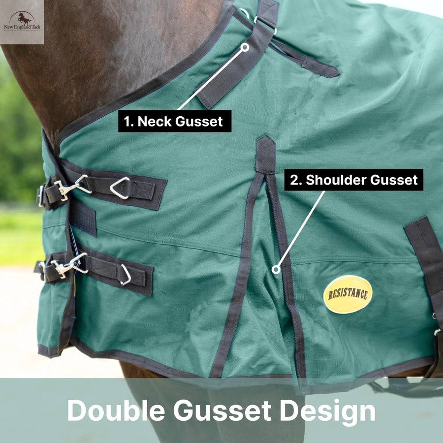 Resistance Premium 1200 Denier Waterproof Horse Turnout Blanket - 300 Grams Fill NewEngland Tack