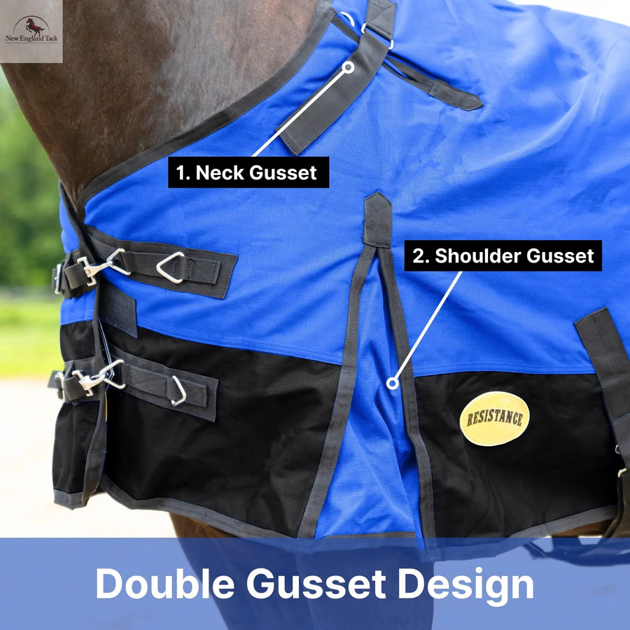 Resistance Premium 1200 Denier Waterproof Horse Turnout Blanket - 300 Grams Fill NewEngland Tack