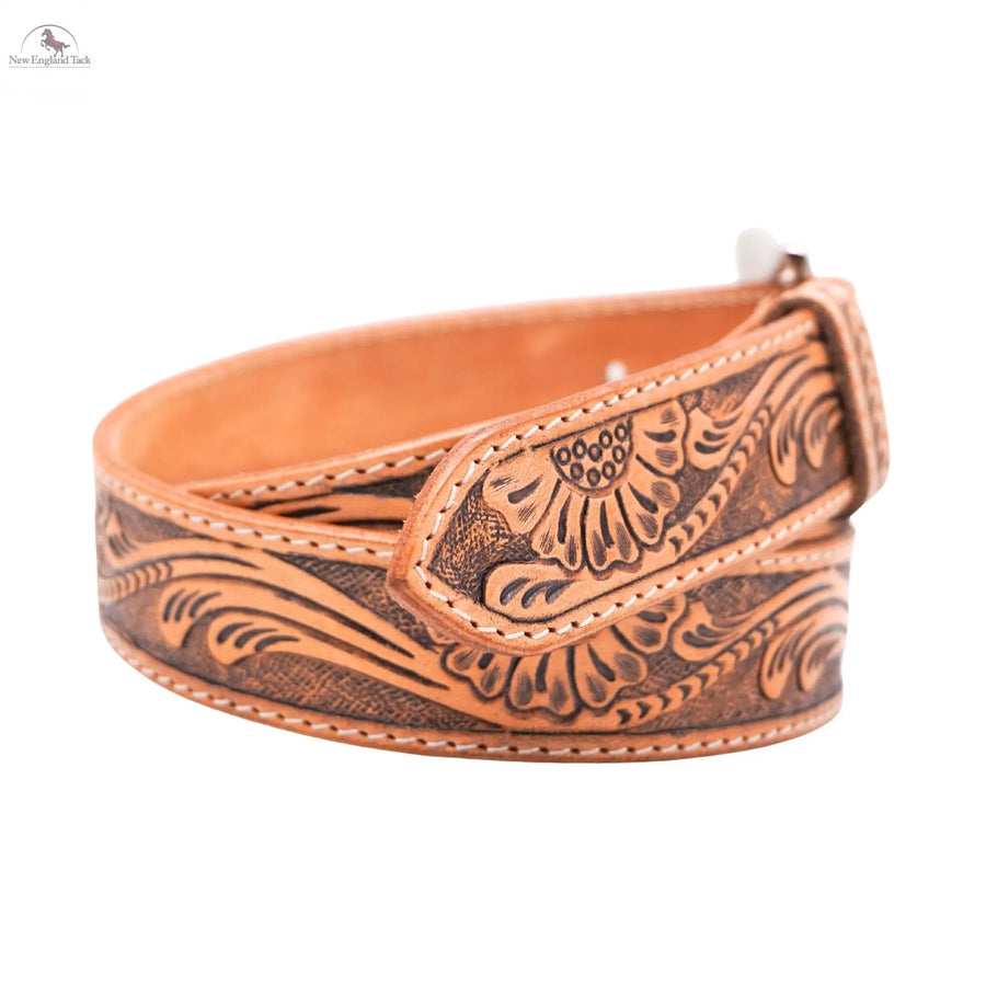 Resistance Premium Western Cowgirl Cowboy Floral Tooled  Argentinian Leather Belt NewEngland Tack