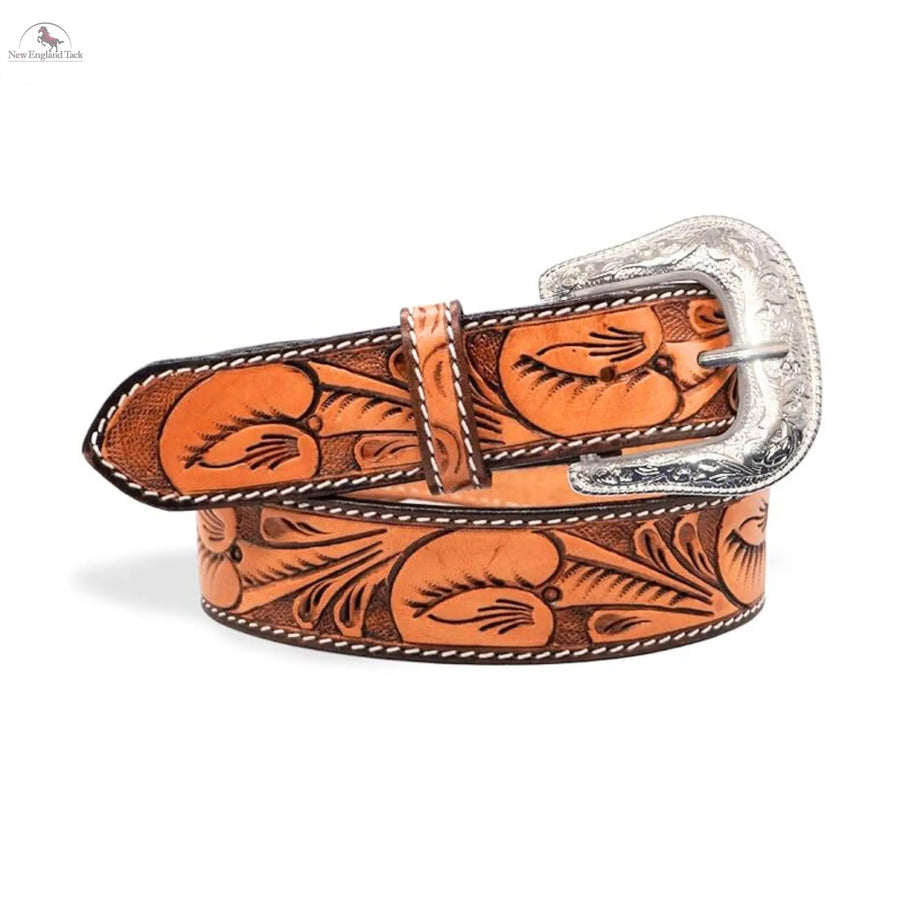 Resistance Premium Western Cowgirl Cowboy Floral Tooled  Argentinian Leather Belt NewEngland Tack