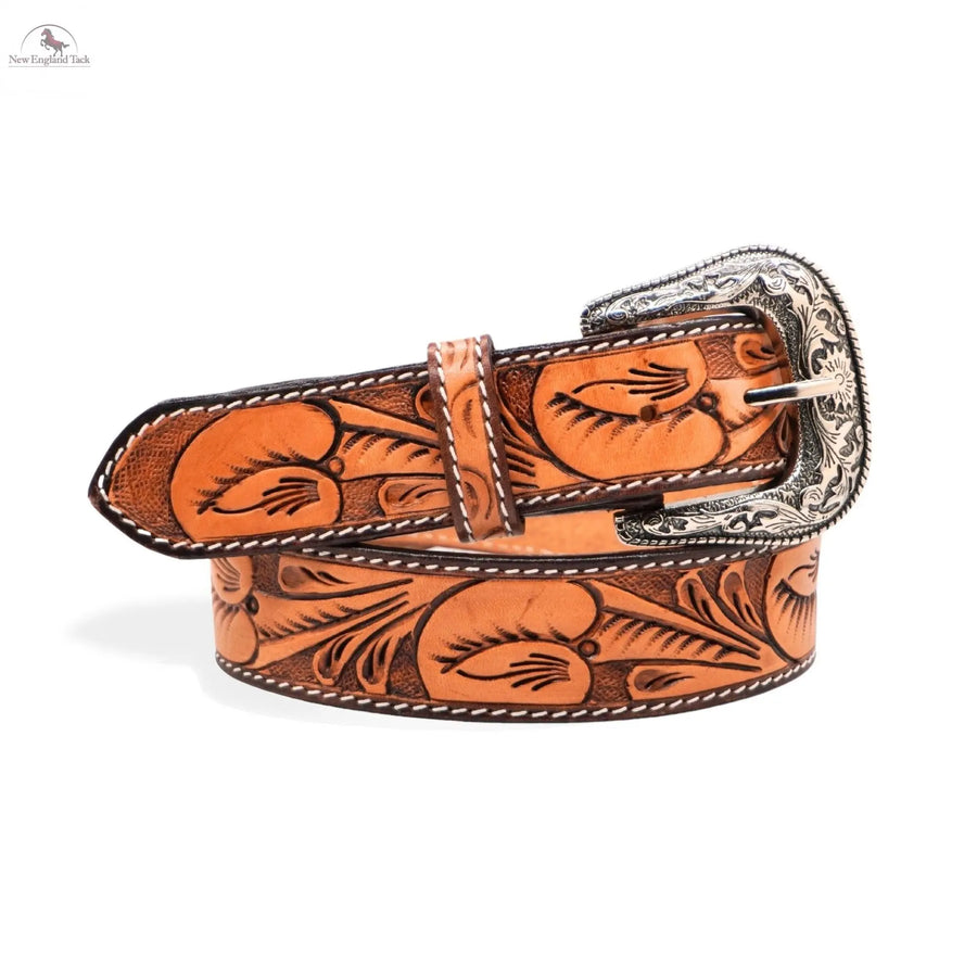 Resistance Premium Western Cowgirl Cowboy Floral Tooled  Argentinian Leather Belt NewEngland Tack