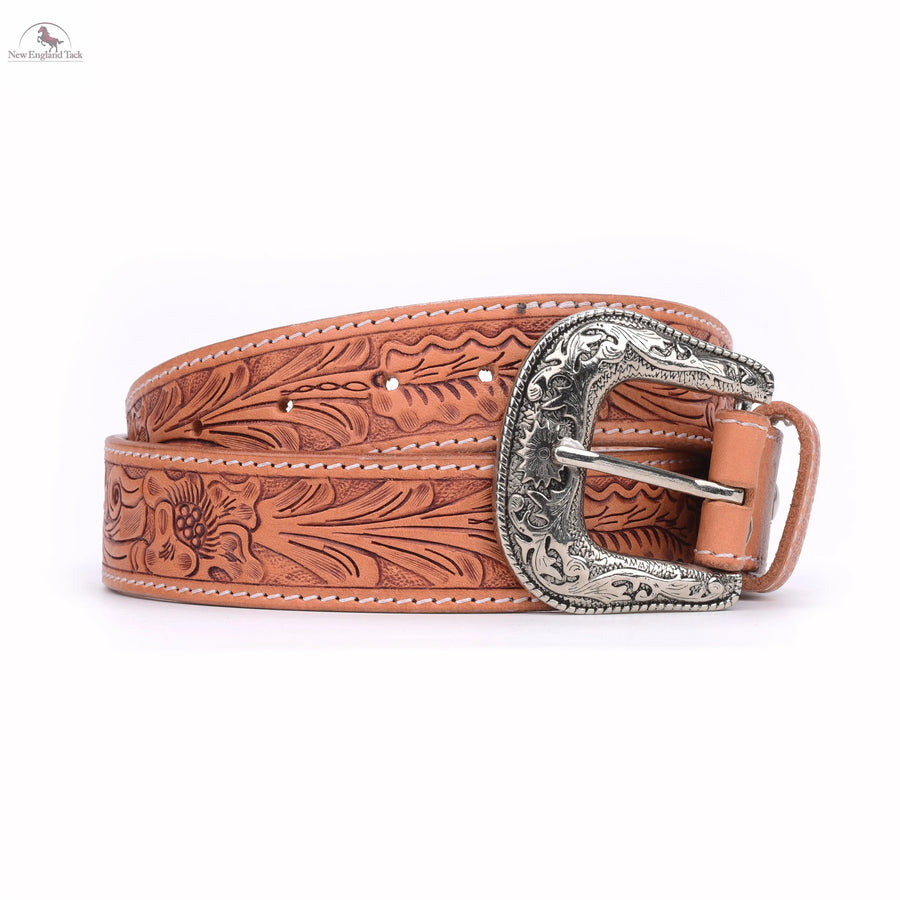 Resistance Premium Western Cowgirl Cowboy Floral Tooled  Argentinian Leather Belt NewEngland Tack