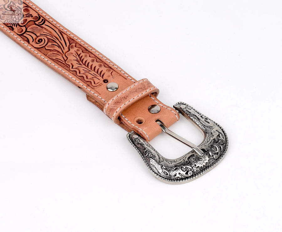 Resistance Premium Western Cowgirl Cowboy Floral Tooled  Argentinian Leather Belt NewEngland Tack