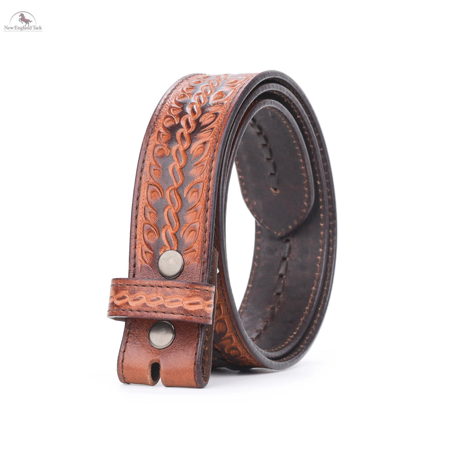 Resistance Western Belt - Floral Tooled Leather Center Stitched Line NewEngland Tack