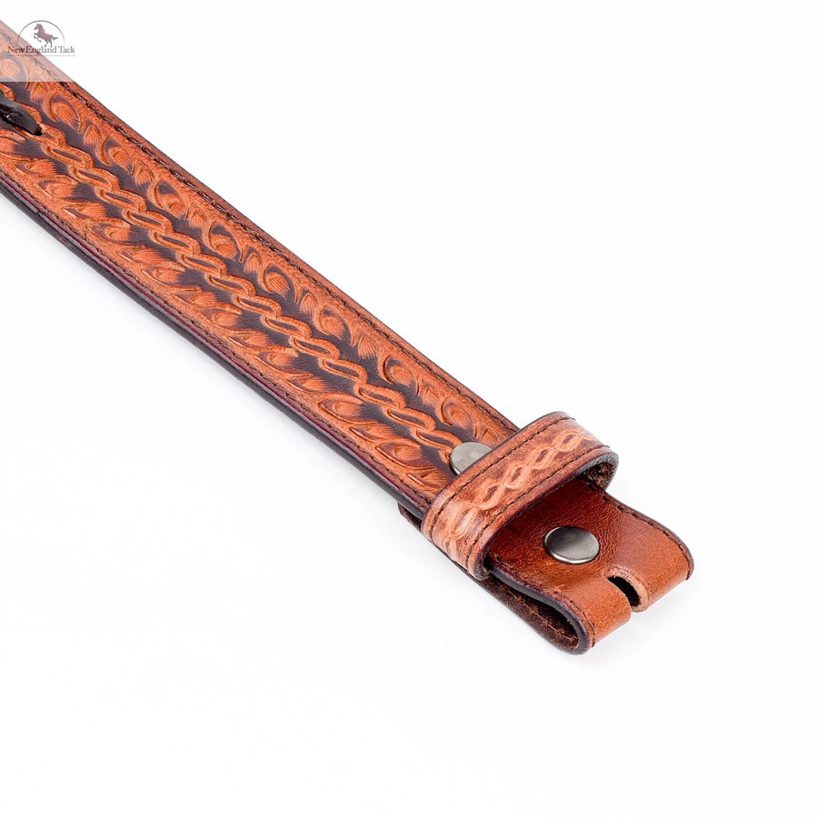 Resistance Western Belt - Floral Tooled Leather Center Stitched Line NewEngland Tack