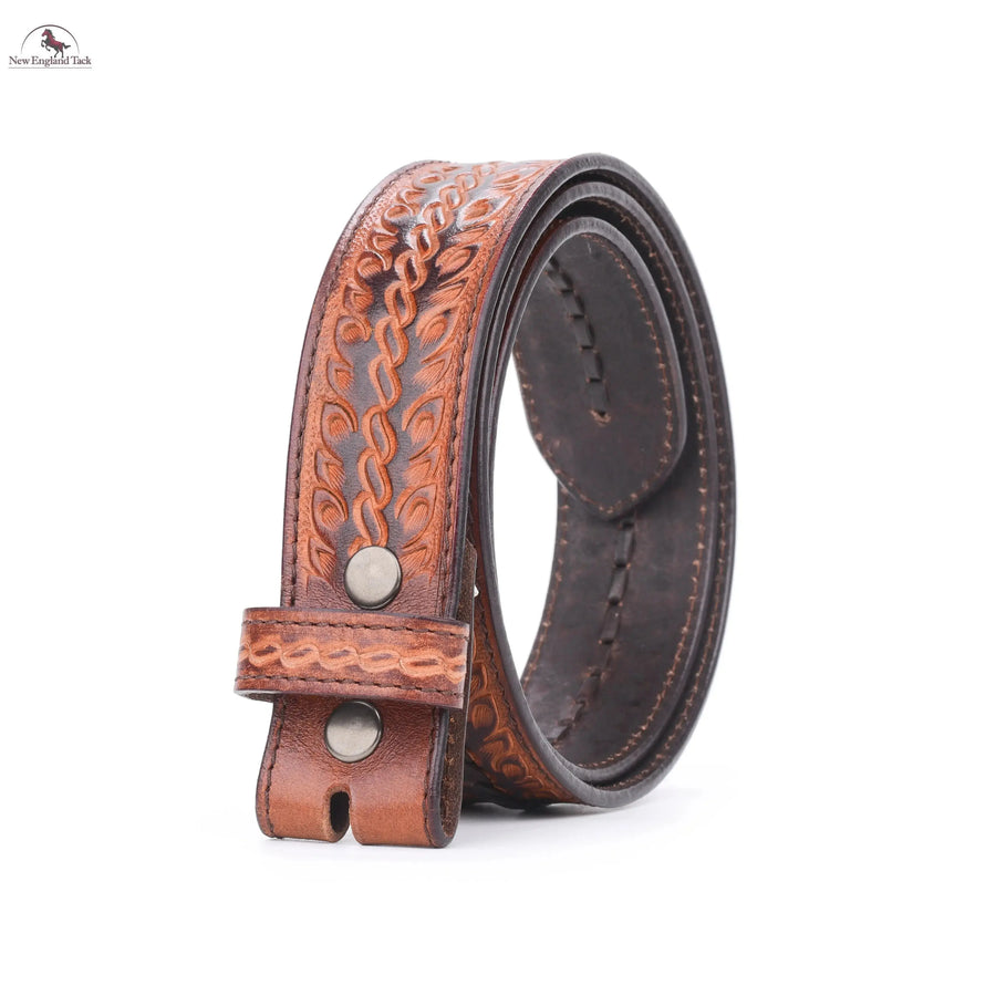 Resistance Western Belt - Floral Tooled Leather Center Stitched Line NewEngland Tack