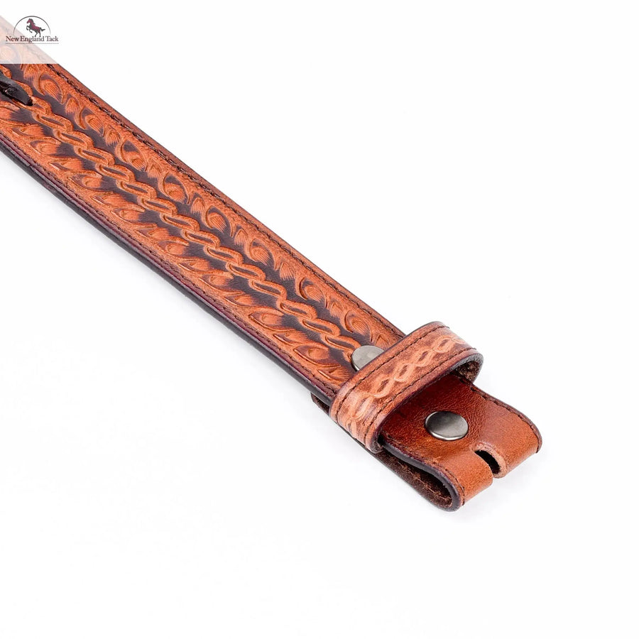 Resistance Western Belt - Floral Tooled Leather Center Stitched Line NewEngland Tack