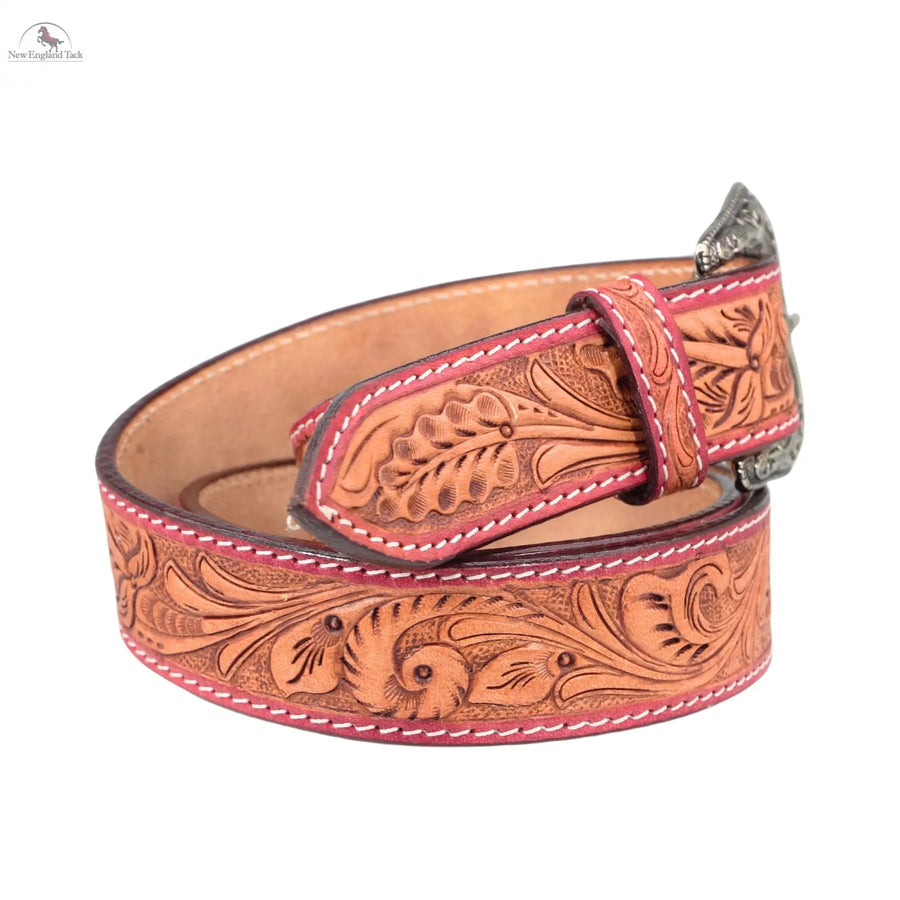 Resistance Western Cowgirl Cowboy Floral Tooled  Argentinian Leather Belt NewEngland Tack