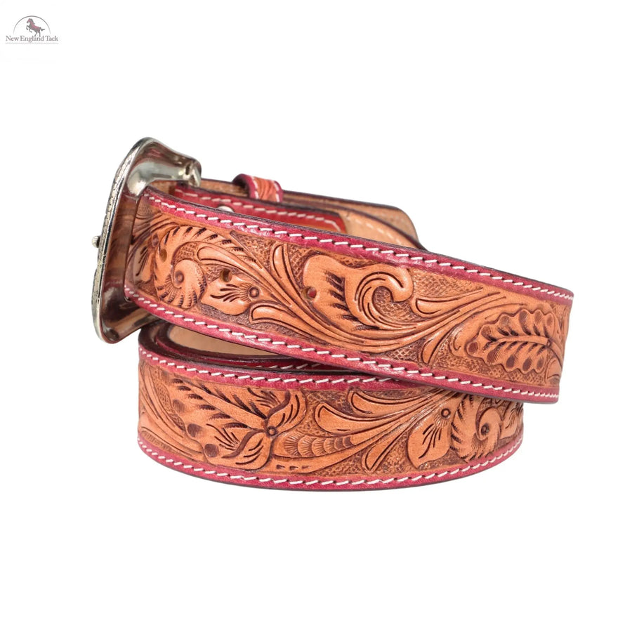 Resistance Western Cowgirl Cowboy Floral Tooled  Argentinian Leather Belt NewEngland Tack