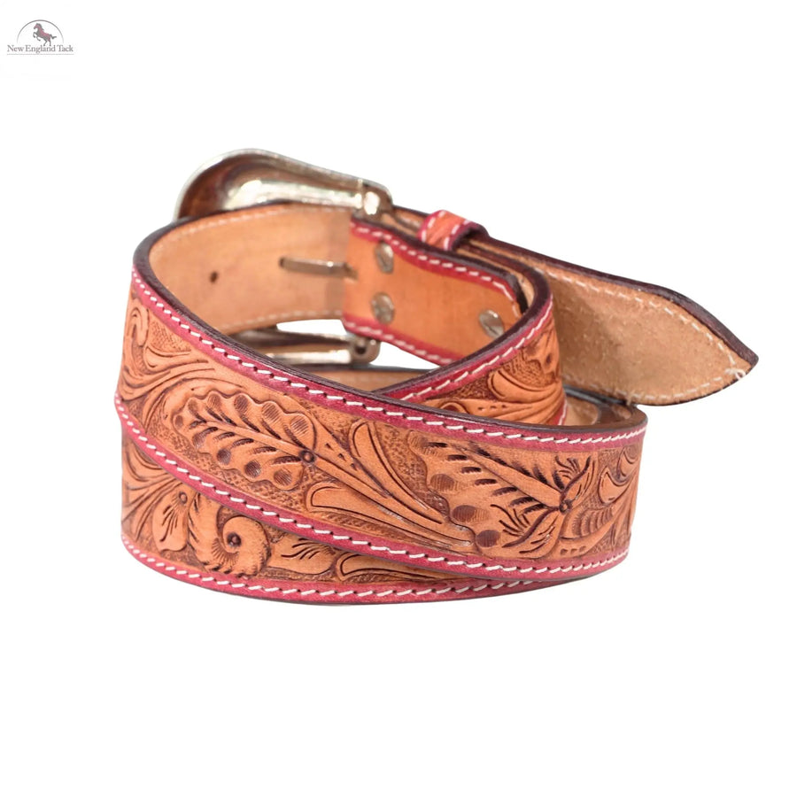 Resistance Western Cowgirl Cowboy Floral Tooled  Argentinian Leather Belt NewEngland Tack