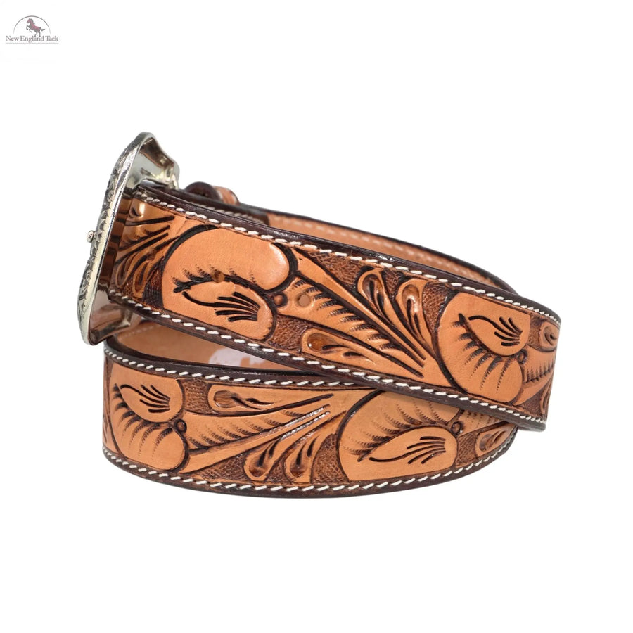 Resistance Western Cowgirl Cowboy Floral Tooled  Argentinian Leather Belt NewEngland Tack