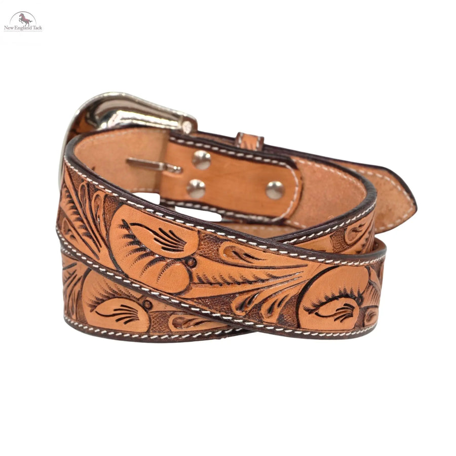 Resistance Western Cowgirl Cowboy Floral Tooled  Argentinian Leather Belt NewEngland Tack