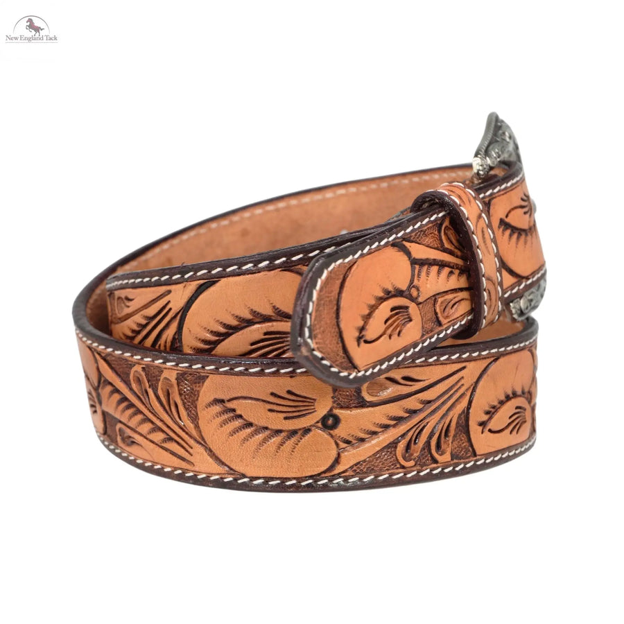 Resistance Western Cowgirl Cowboy Floral Tooled  Argentinian Leather Belt NewEngland Tack