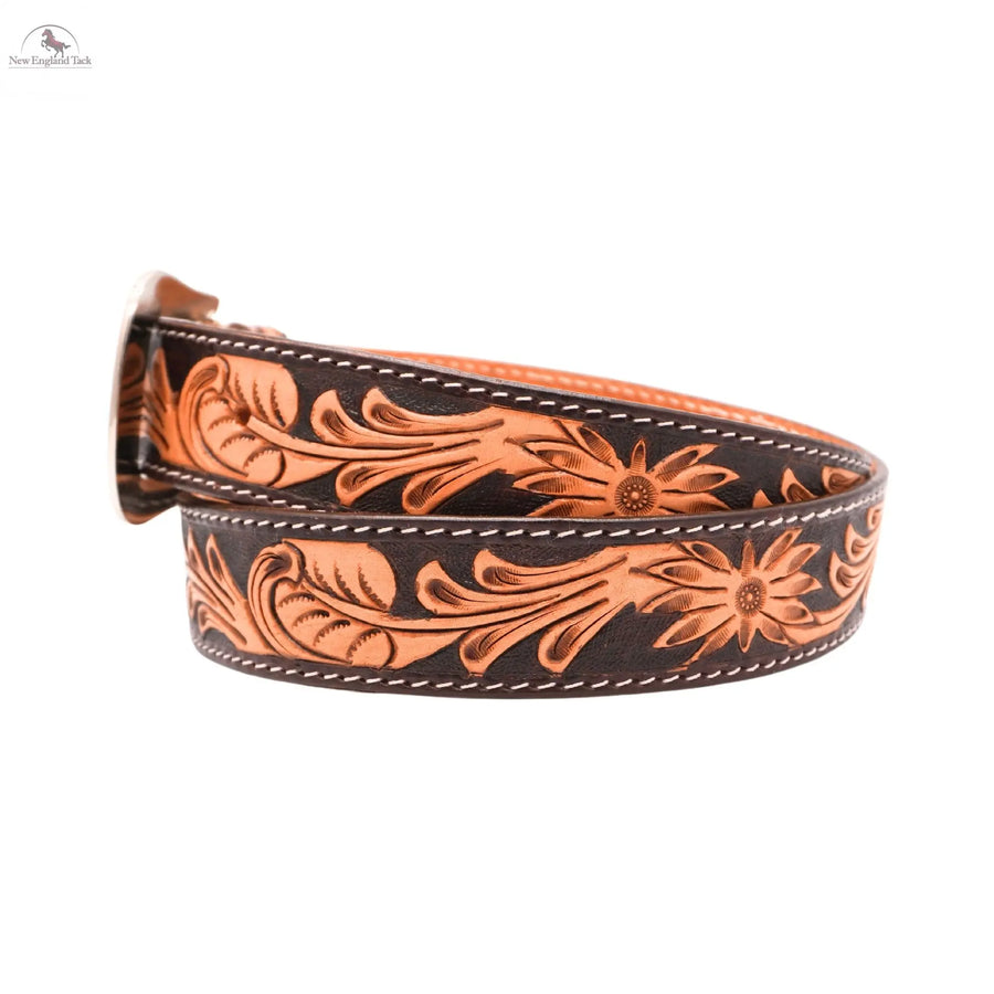 Resistance Western Cowgirl Cowboy Floral Tooled  Argentinian Leather Belt NewEngland Tack