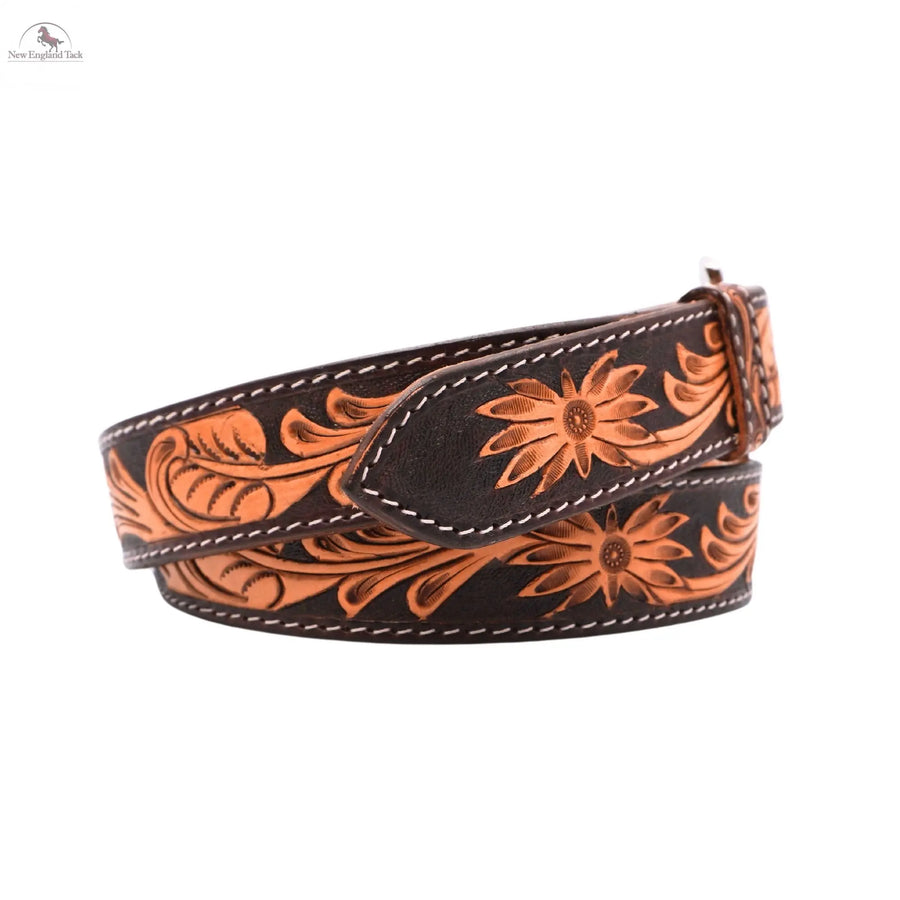 Resistance Western Cowgirl Cowboy Floral Tooled  Argentinian Leather Belt NewEngland Tack