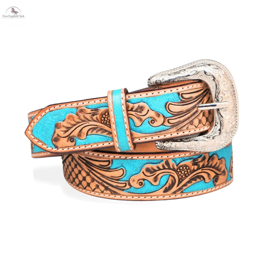 Resistance Western Cowgirl Cowboy Floral Tooled  Argentinian Leather Belt NewEngland Tack