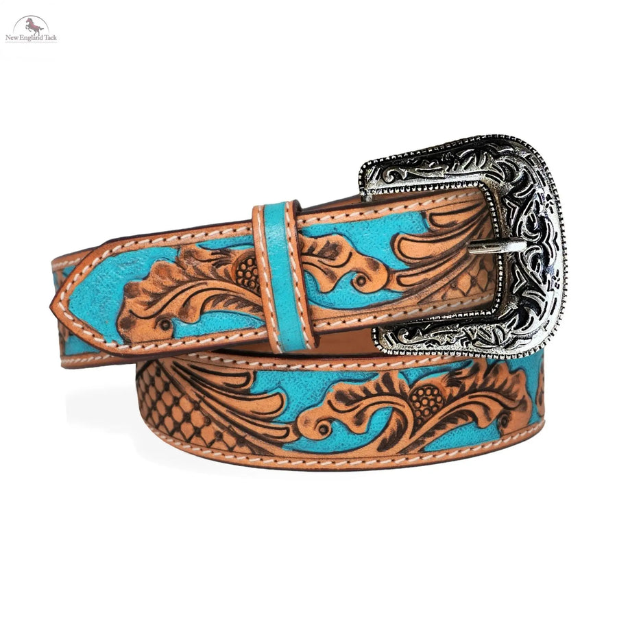 Resistance Western Cowgirl Cowboy Floral Tooled  Argentinian Leather Belt NewEngland Tack