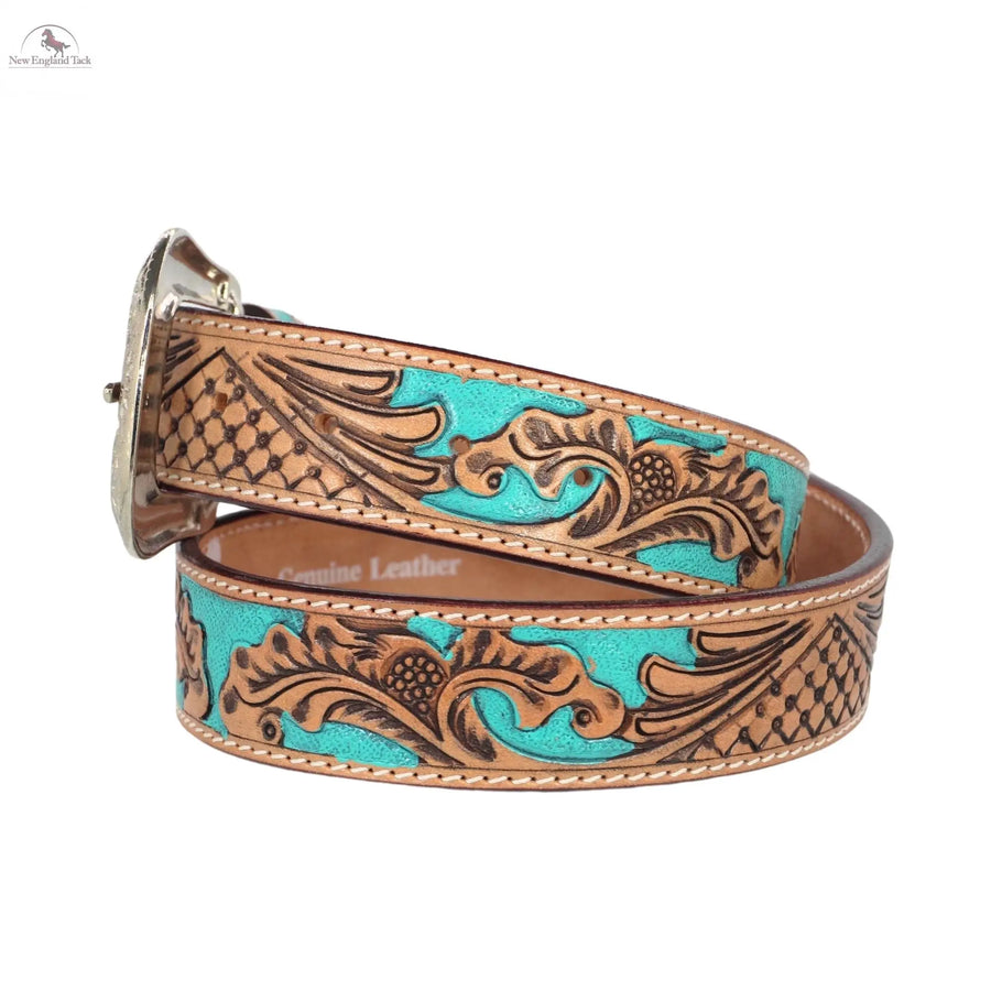 Resistance Western Cowgirl Cowboy Floral Tooled  Argentinian Leather Belt NewEngland Tack