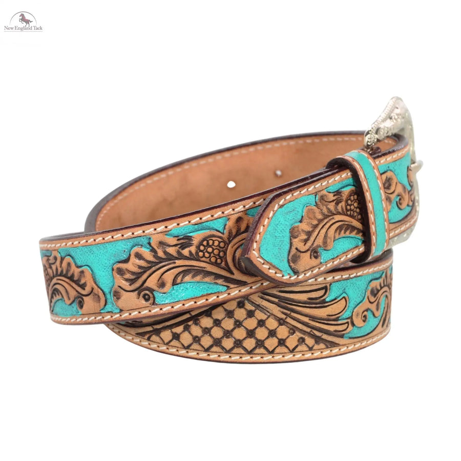 Resistance Western Cowgirl Cowboy Floral Tooled  Argentinian Leather Belt NewEngland Tack