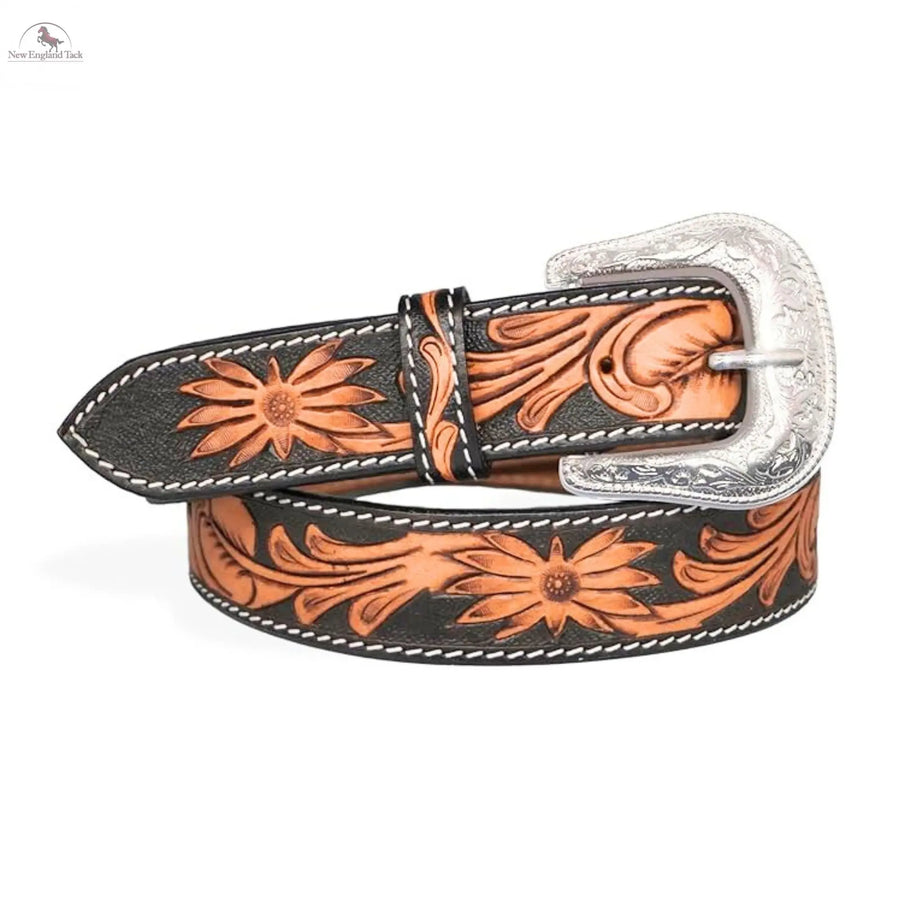 Resistance Western Cowgirl Cowboy Floral Tooled  Argentinian Leather Belt NewEngland Tack