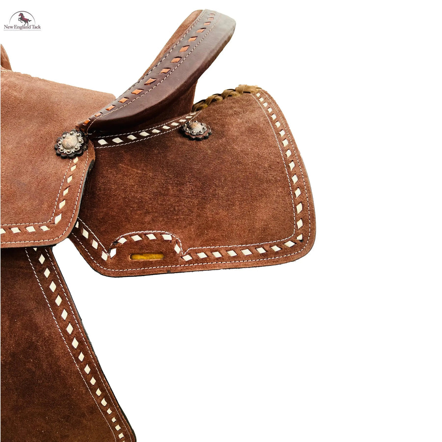 Pleasure Trail Rough Out Buck Stitched All Size Both Adults & Kids Western Horse Saddle With Suede Seat NewEngland Tack