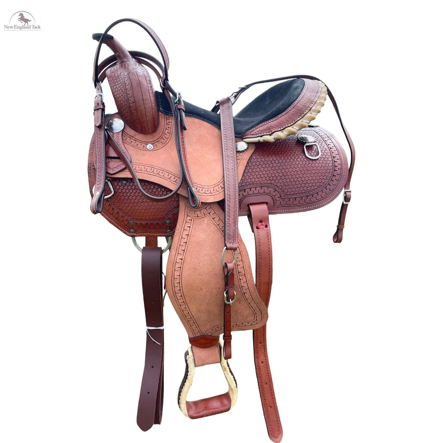 Resistance Western Pleasure and Trail Saddle with Basket Weave Tooled- 15, 16, 17, 18 inch NewEngland Tack