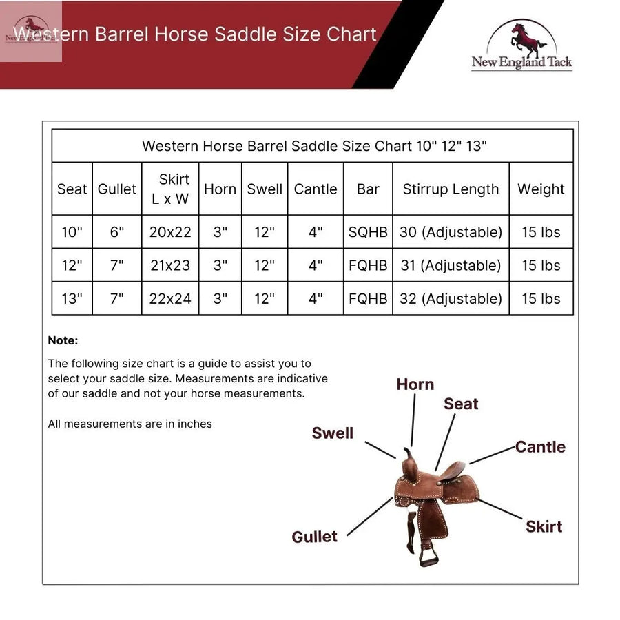 Resistance Youth Hard Seat Barrel Style Deep Seat Saddle and Buck Stitch -10 12 13 Inch NewEngland Tack