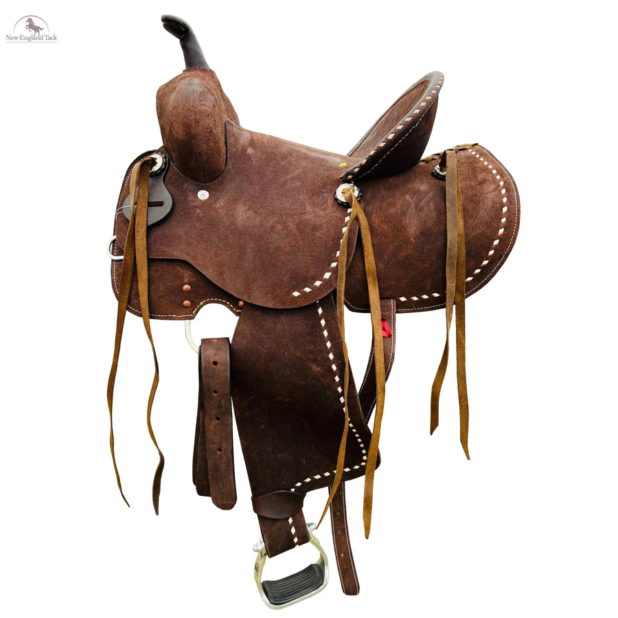 Resistance Youth Western Ranch Horse Leather Saddle with Buck Stitching 10" 12" 13" NewEngland Tack